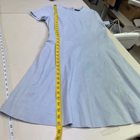 Theory Light Blue Linen Blend Lined Mini Dress Women's Size 10 - Picture 10 of 11